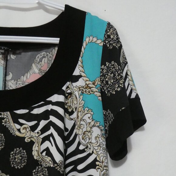 STUDIO By Tiana B | large | Vibrant Colorful Patterned Short Sleeve Dress - Picture 5 of 14